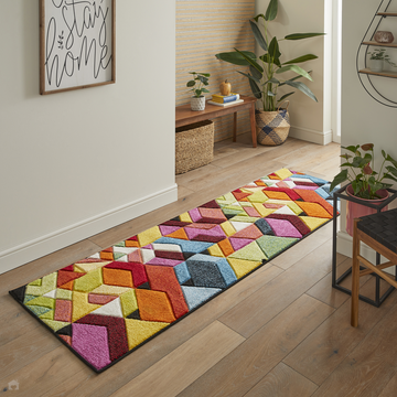 Viva VIV101 Modern Geometric Carved Hi-Lo Durable Easy-Care Soft Polypropylene Short Pile Multicolour Runner-Concept Looms-Rug Love - The Most Loved Rug Store